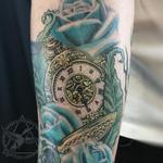 Tattoos - Pocket watch, Nature and  Blue Roses - 117115